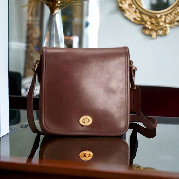 Coach Handbags - Vintage COACH Companion Bag Flap Turnlock Crossbody Brown Leather Shoulder Bag